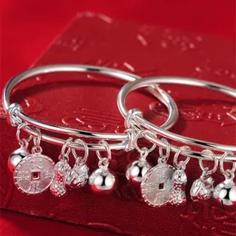 1 para życzenia dobrze unisex dziecięce bransoletki pełne s999 srebrne dzwonki bransolety dla dzieci dla dzieci ładny prezent urodzinowy