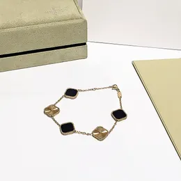 Luxury Classic 4/Four Leaf Charm Charm Bracelets Chainder Chain 18K Gold Mother of-Pearl per femminile femminile Comigliata di matrimonio con sacchetto regalo