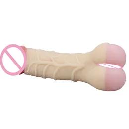 Beauty Items Realistic Cock Penis Dildo with Real Vagina Pussy sexy Toys for Couples Gay Use Masturbators Cup Men 21cm 2-IN-1 Double Head