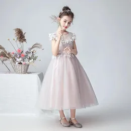 Vestidos de menina vestido de flor rosa para aplique de casamento tule tule tule menu meninas