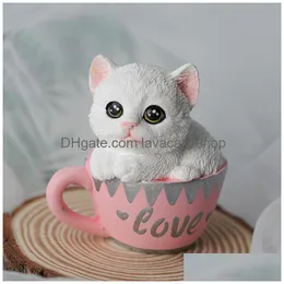 Ljus Przy Teacup Cat Mold Soap Mod Sile Söta tecknad mögel Fondant handgjorda lera hartsljus 220531 Drop Delivery Home Garden Dhrmn