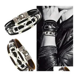 Other Fashion Accessories Beautif Leather Cuff Bangle Wristbands Men Braided Chic Bracelets Pop Zinc Alloy Trendy 1 Piece Drop Delive Dhf3I