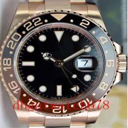 Новейшие роскошные мужские часы 126715 Rose Gold Gmt2 Mens Watch Автоматические движения керамические вращающиеся рамки Stanless Steel Steel Breastwa2893
