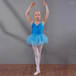 Desgaste de la etapa Vestido de baile de ballet para niñas Uniformes de baile sin mangas Vestidos para niños D0780