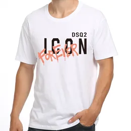 dsq2 bomull twill tyg Sommar ny stil mode casual tryck hot stamping herr kortärmad t-shirt modemärke mångsidigt