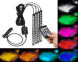 車LED RGB Atmosphere Strip Light 3648 Auto Decorative Music Lights Wireless Remote Voice Control Foot Lamp3404196