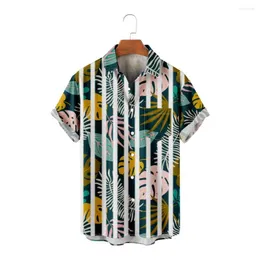 M￤ns avslappnade skjortor Camisa de Manga Corta Con Bolsillo Para Hombre Y Mujer Estampado Floral Estilo Hawaiano Topps Verano