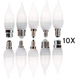 10x lustre de chama LED Bulbo 3W E12 E14 B22 E27 Candle 2835 Smd Velas Decoratives Iluminação em casa Substitua Lâmpadas de halogênio 25W