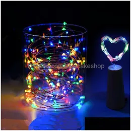 Decorazione per feste Bottiglia di vino a led romantica Cork Fairy String Light Siery Copper Wire Starry Glow Matrimonio Compleanno Drop Delivery Home Dhy52