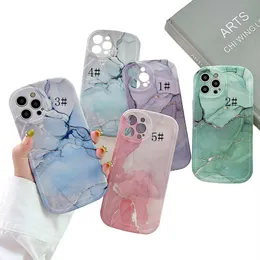 100pcs/lot For iPhone13 Max case Marble Watercolor Lens Protection Soft IMD Cases