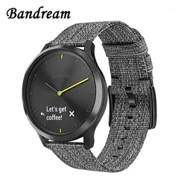 Canvas Nylon Watchband для Garmin Vivoactive 4 4S Venu Luxe Style Vivomove 3 3S HR Quick Release Strap Watch Band1279N