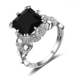 Wedding Rings Fashion 8 Style Punk Skull Jewelry Women Ring Zircon Cz 10KT Black Gold Filled Engagement Band Sz 5-11