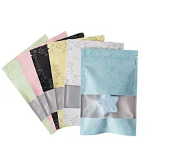 100pcs 6 Farben Reißverpackung Mylar -Taschen mit durchscheinender Fensterheizungspaketbeutel Probe Pistazienmuttern 13x18cm