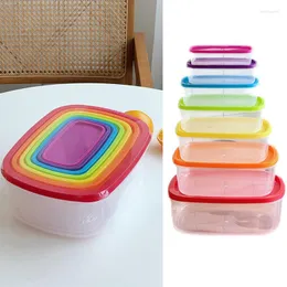 Vorratsflaschen 7-teiliges Lebensmittelbehälter-Set versiegelt mit Deckel Kunststoffbox Transparenter Küchenkühlschrank Halten Sie den frischen Organizer