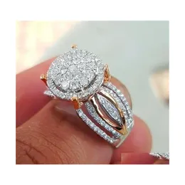 Eheringe Einzigartiger Stil Weiblicher Kleiner Zirkon Stein Ring Luxus Big Sier Gold Engagement Nette Mode Finger Für Frauen Drop Liefern Dhloa