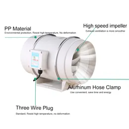 Grow Lights 4/5/6 /8 Inch Centrifugal Fans 220V For LED Grow Light Tent Indoor Grow Room Box Hydroponics Grow Tent Greenhouses