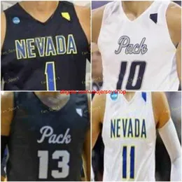 Camisa de basquete Nevada Wolf Pack costurada personalizada 24 Caroline 40 Vincent Lee 42 K.J. Hymes 54 Zach Wurm