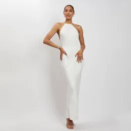 Lässige Kleider Europäische Damenbekleidung 2022 Frühjahr/Sommer Mode Sexy Krawatte Neckholder Rücken Slim MIDI Damen17