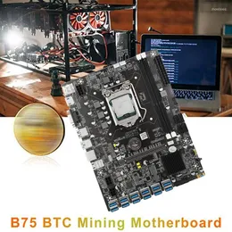 Motherboards B75 USB BTC Mining Motherboard With CPU 4G DDR3 RAM SATA Cable RJ45 Network 12XPCIE USB3.0 LGA1155 MSATA ETH Miner