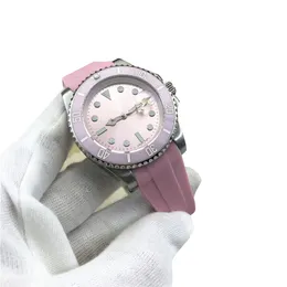 New Automatic Movement 40MM Smooth Bezel Watch Watches Rubber Youth trend Era INS Ice berry powder Dial 1166100 Mens Wristwatches215L