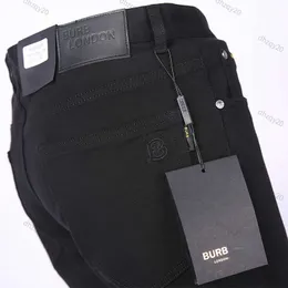 Jeans Bu 22s Pantaloni casual da uomo d'affari di fascia alta a vita dritta sciolti in puro cotone elastico nero spesso autunno e inverno