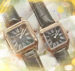 Luxo Dial Roman Roman simples v￪ homens e mulheres importados movimentos de quartzo dois pinos originais Bracelet Business Casual HighEnd Elegant Noble Watch