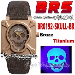 BRSF Aviation Instruments BR0192-SKULL-BR Orologio automatico da uomo 46 mm Real Broze quadrante teschio luminoso cinturino in pelle vintage titanio Super Edition orologi eternity