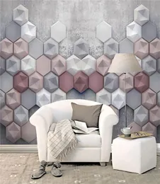 salon 3D tapeta geometria abstrakcyjna malowidła ścienne nowoczesne sofę telewizor tło tło dekoracje ścienne papiery ścienne po mural2341873