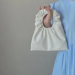 Abendtaschen 2022 Frühling Weiche Lederhandtasche für Frauen PU Macaron Plissee Tasche Girly Cute Tote