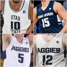 Custom Stitched Utah State Aggies Basketball Jersey 32 Trevin Dorius 34 Justin Bean 44 Marco Anthony 52 Kuba Karwowski