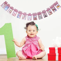 Party Decoration 13 Cardstocks Po Banner Baby Shower Birthday f￶r f￤stning fr￥n f￶dd till 12: e m￥nad Pos Wall