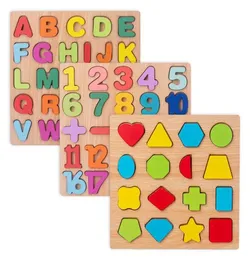 Nowe drewniane puzzle 3D Bloki Zabawne dzieci English Alphabet Number Dopasowanie poznawcze Baby Early Educational Learning Toys for Chi5152383