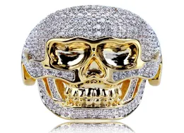 Men039S Hip Hop Gold Biżuteria Punk Skull Pierścień Naturalny biały szafir Diamond CZ Ring Chrild Dift Rozmiar 7131526202