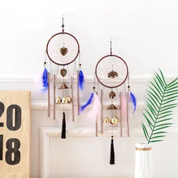 Łapacz marzeń miedziane pióro pióra dekoracyjne obiekty urodzinowe ręcznie robione wiatrowe dzwonki wisidan metalowy pumeng siatka dekoracja domu 1222623