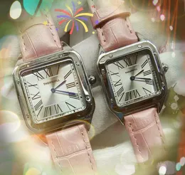 Square Simple Simple Women's Men's Roman Dial Watch Top Brand Два пина. Знаменитый классический дизайнер Quartz Chronograph военный бизнес Швейцария часов Relojes hombre