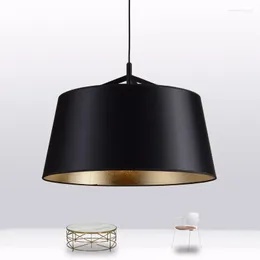 Pendelleuchten Moderne einfache Lichter für El Wohnzimmer Esszimmer Café Küche Schwarz Gold Stoffschirm Dekoration Hängelampenbefestigungen