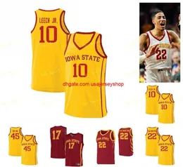 Camisa de basquete com costura personalizada Iowa State Cyclones 34 Nate Jenkins 4 George Conditt IV 45 Rasir Bolton