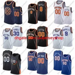 Anpassad 1 Toppin Julius 30 Randle Basketball Jerseys RJ 9 Barrett Kemba 8 Walker Derrick Rose Immanuel 5 Quickley Quentin