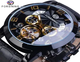Forsining Tourbillion Fashion Wave Black Golden Clock Multi -Funktion Display Herren Automatische mechanische Uhren Top Marke Luxus T29362303