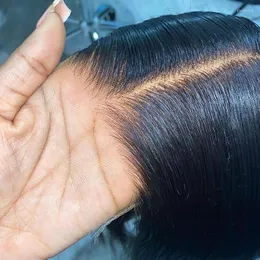 13x1 Bob Wig Short Brazilian Bone Straight Human Hair Wigs For Black Women 4X1 T Part Lace Pre Plucked