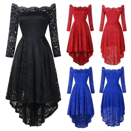 Casual Dresses Womens Cocktail Pantsuit Women's Sexy Dress 3/4 Sleeve Off Shoulder Vintage Lace With