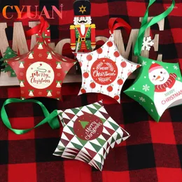 Gift Wrap CYUAN 8pcs Star Pattern Christmas Paper Boxes Chocolate Candy Favour Treat Exquisite Cute Box