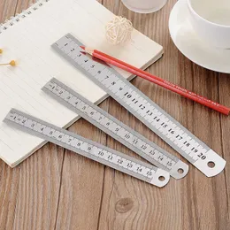 1PC 15cm/20cm Side Scale Stainless and Steel Straight Ruler Measuring Tool School Office Supplies for Students Tape Measure