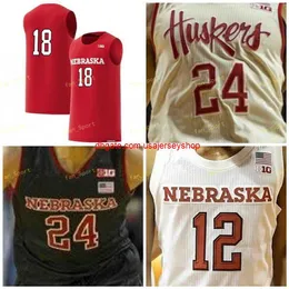 Custom Stitched Nebraska Cornhuskers Basketball Jersey 15 Isaiah Roby 20 Tanner Borchardt 25 Nana Akenten 33 Justin Costello