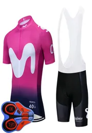 2020 Mens Cycling Jersey Bib Bab Set Movistar Team Bike Clothing Summer Bicicleta transpirable Uniforme de manga corta Y200708035362252