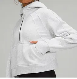Women's Hoodies & Sweatshirts lulu womens jackets hoodys Plus Velvet Autumn and winter yoga hoodie Thickening sports half zipper designer sweater loose clothes