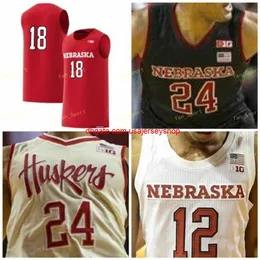 Custom Stitched Nebraska Cornhuskers Basketball Jersey 34 Thorir Thorbjarnarson 45 Brady Heiman 42 Dave Hoppen 22 Stu Lantz 10 Tyronn Lue