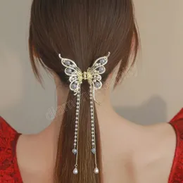 Butterfly Pearl Tassel Hairspin Fashion Simple Hair Clips Ponytail Claw Elegant Women's Hoofdress accessoires