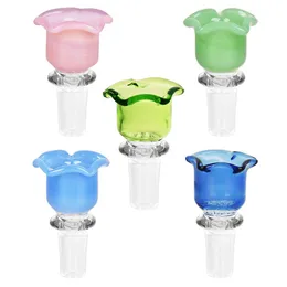 COOL Smoking Colorful Flower Floral Style Thick Glass 14MM 18MM Male Joint Replacement Bowls Herb Tobacco Oil Filter WaterPipe Bong Hookah DownStem Holder DHL