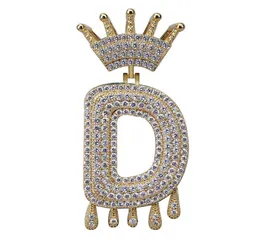 Hip Hop Az Nome personalizzato Crown Drip Letters Collane Catena a sospensione per uomini Donne Oro Silver Colore Cubbico Gioielli zirconi 1199075